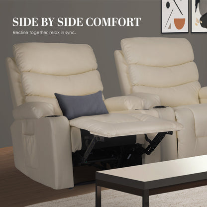 8-Point Electric Massage Recliner Chair - PU Leather Lounge Sofa Armchair CELINA CREAM - Image 7