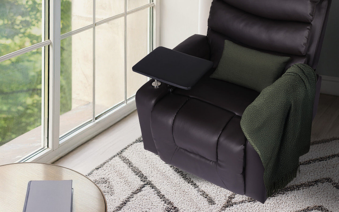8-Point Electric Massage Recliner Chair - PU Leather Electric Lounge Sofa Armchair HARLOW BROWN - Image 2