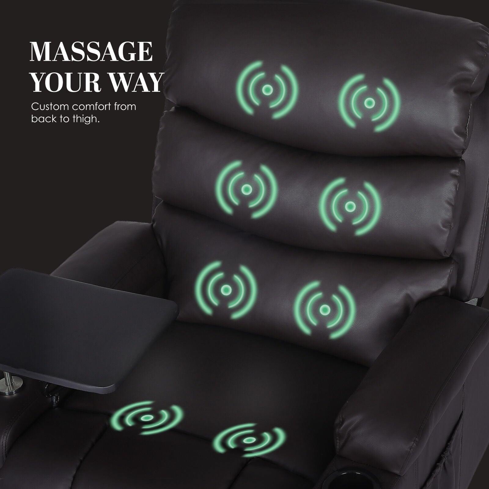8-Point Electric Massage Recliner Chair - PU Leather Electric Lounge Sofa Armchair HARLOW BROWN - Image 5