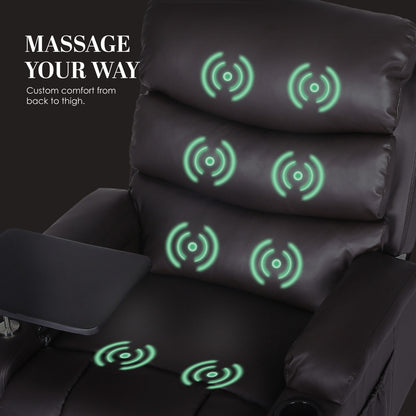 8-Point Electric Massage Recliner Chair - PU Leather Electric Lounge Sofa Armchair HARLOW BROWN - Image 5