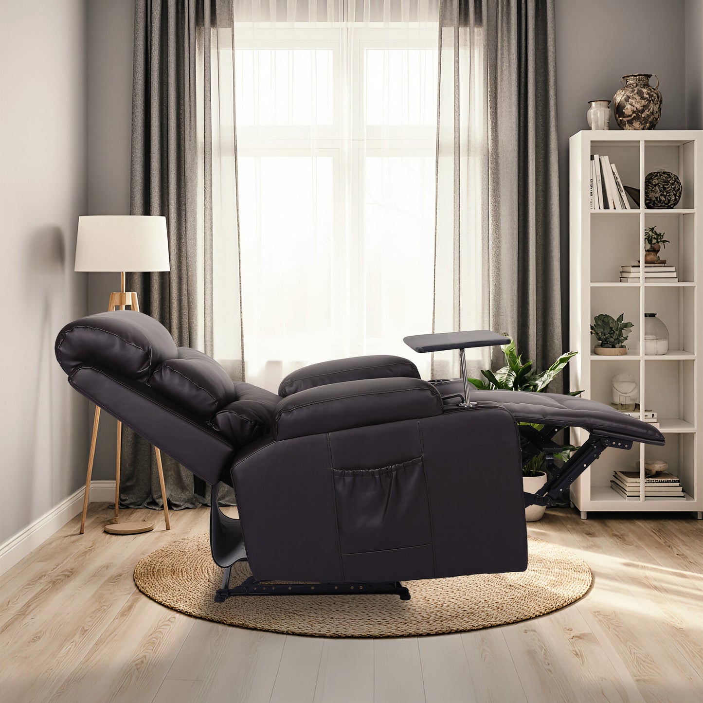8-Point Electric Massage Recliner Chair - PU Leather Electric Lounge Sofa Armchair HARLOW BROWN - Image 6