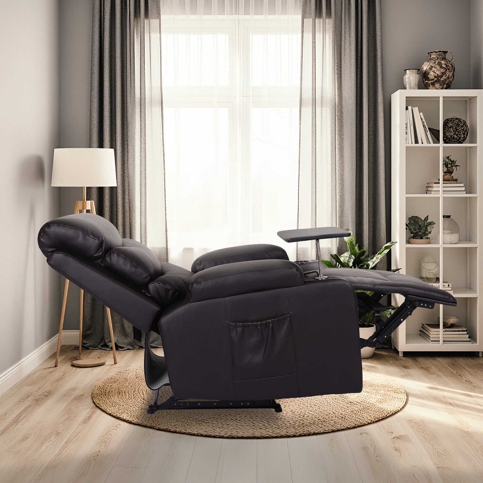 8-Point Electric Massage Recliner Chair - PU Leather Electric Lounge Sofa Armchair HARLOW BROWN - Image 6