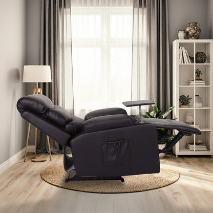 8-Point Electric Massage Recliner Chair - PU Leather Electric Lounge Sofa Armchair HARLOW BROWN - Image 6