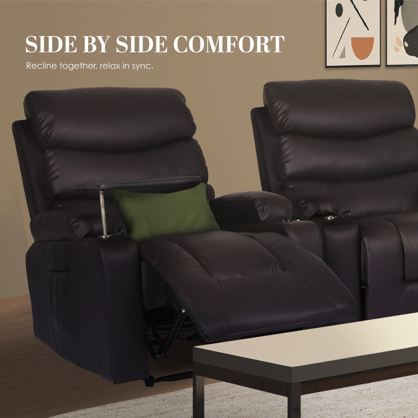 8-Point Electric Massage Recliner Chair - PU Leather Electric Lounge Sofa Armchair HARLOW BROWN - Image 8