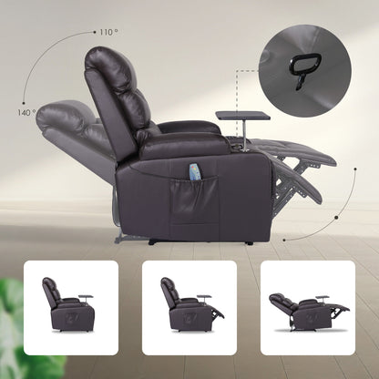 8-Point Electric Massage Recliner Chair - PU Leather Electric Lounge Sofa Armchair HARLOW BROWN - Image 9