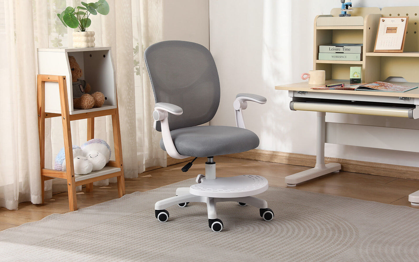 Kids Desk Chair - Children Office Study Seat with Footrest NOVA - Grey - Image 2