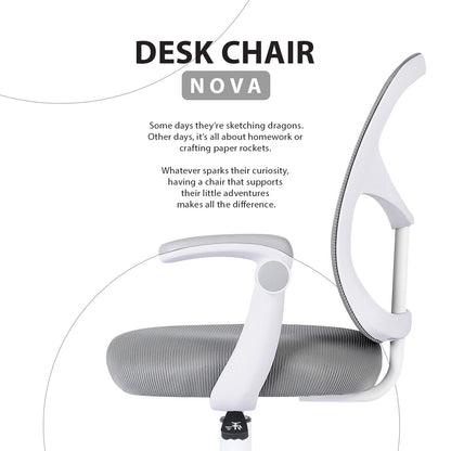 Kids Desk Chair - Children Office Study Seat with Footrest NOVA - Grey - Image 3