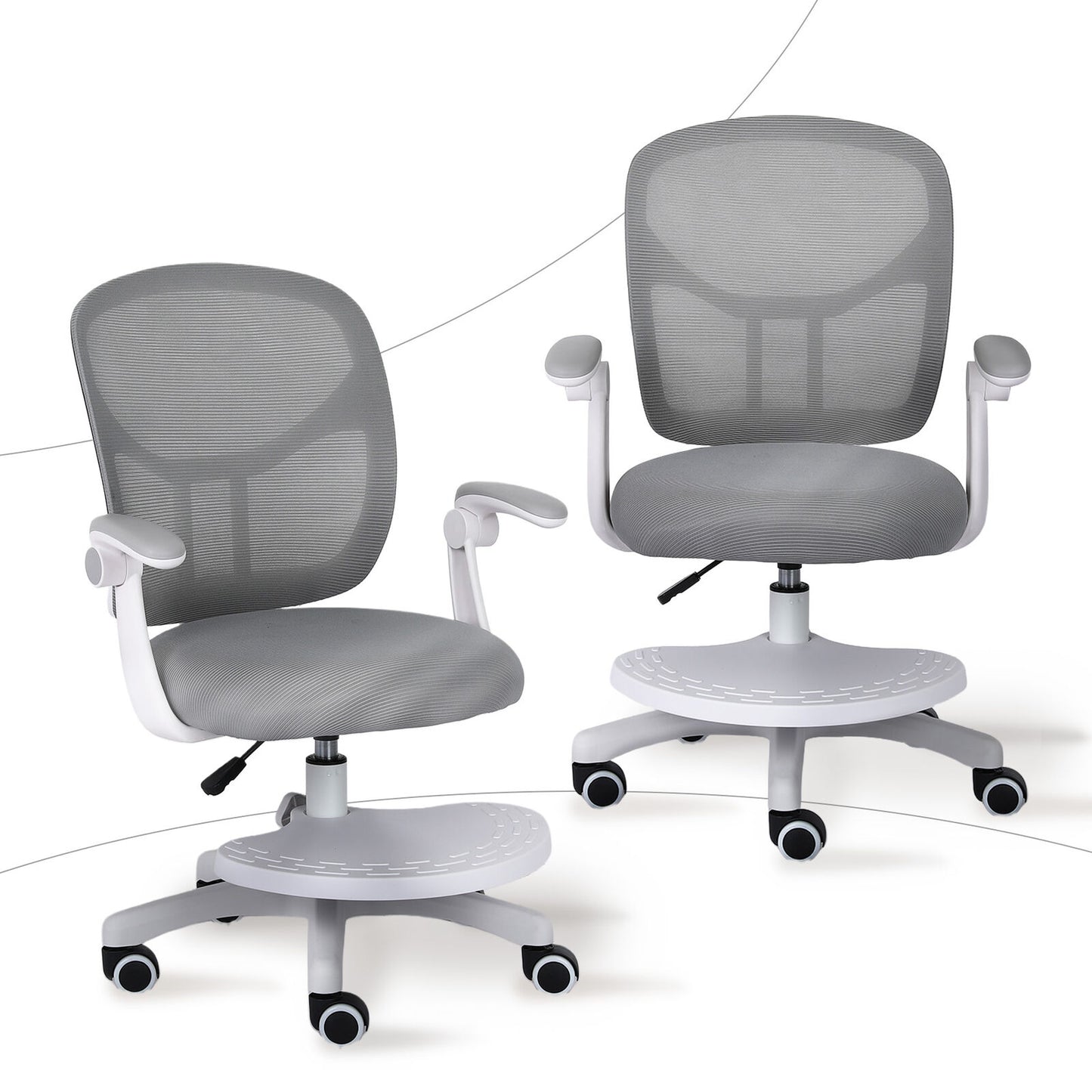 Kids Desk Chair - Children Office Study Seat with Footrest NOVA - Grey - Image 4