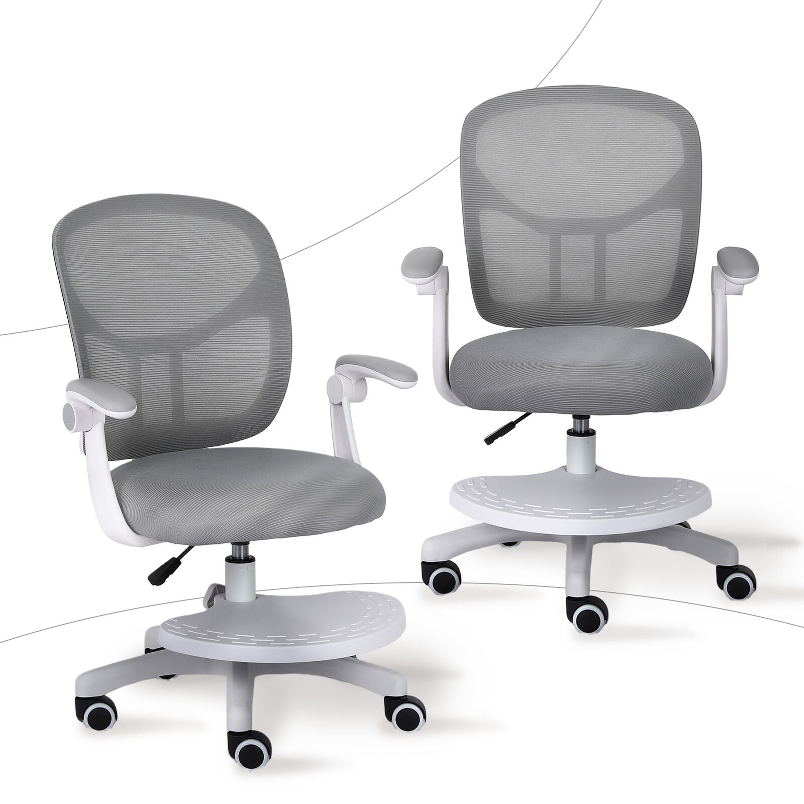 Kids Desk Chair - Children Office Study Seat with Footrest NOVA - Grey - Image 4