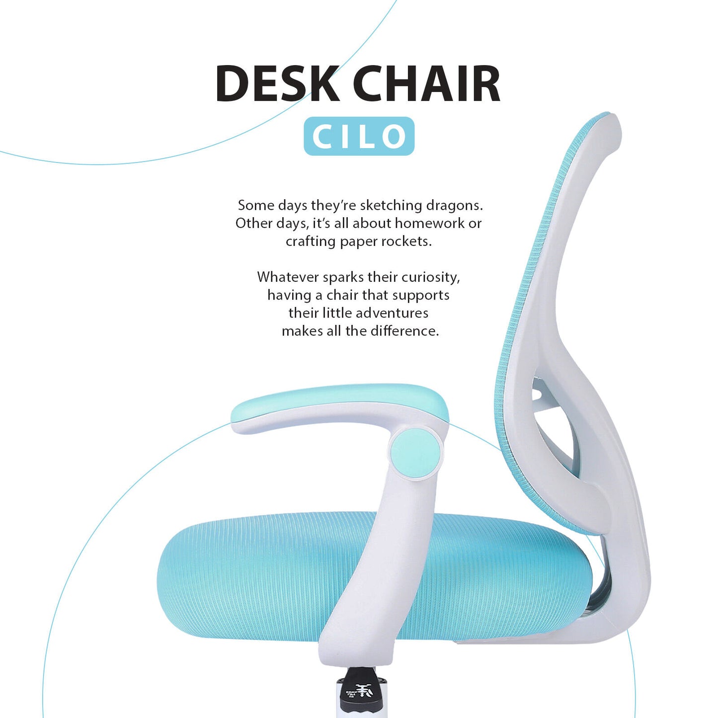 Kids Desk Chair - Children Office Study Seat with Footrest CILO - Blue - Image 3