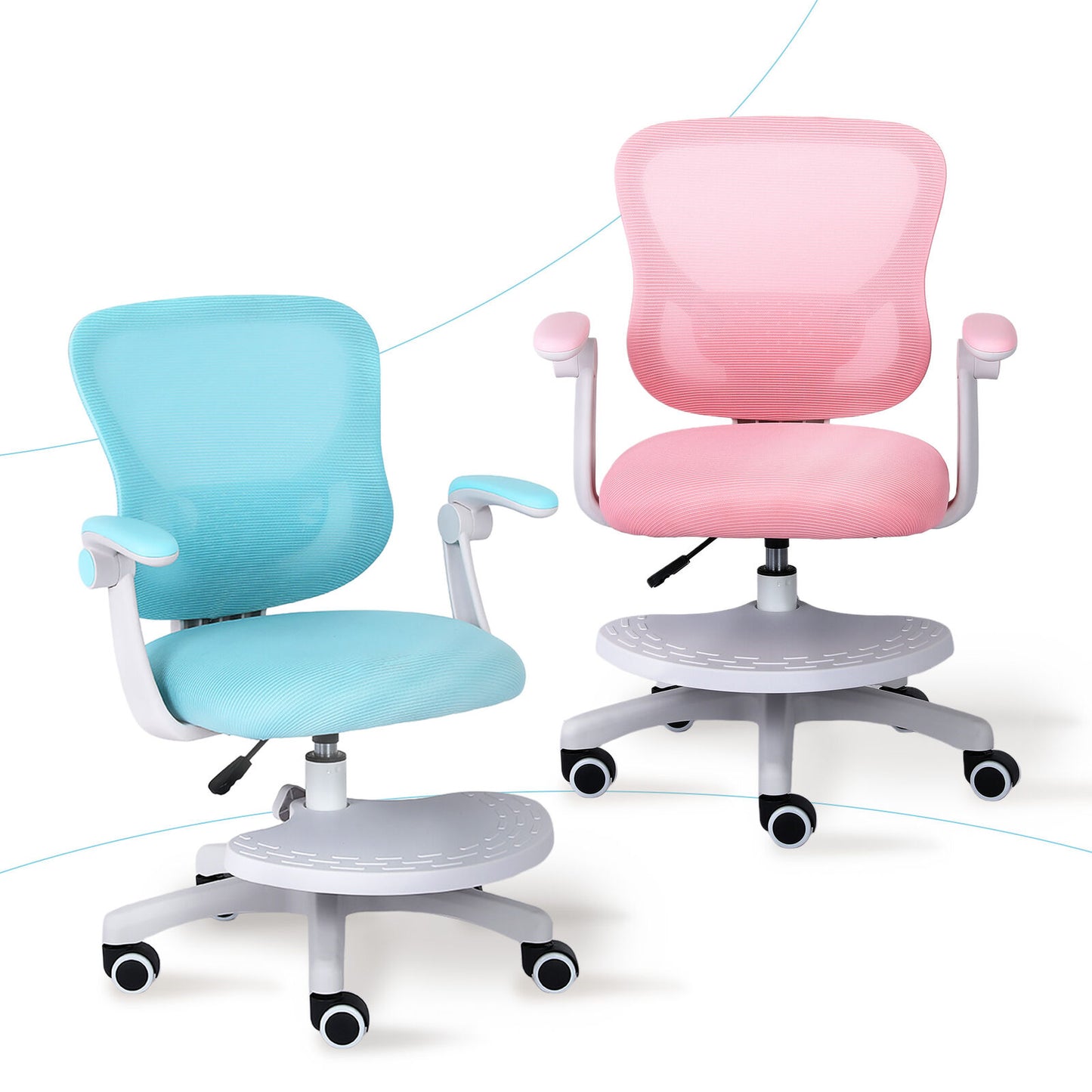 Kids Desk Chair - Children Office Study Seat with Footrest CILO - Blue - Image 4