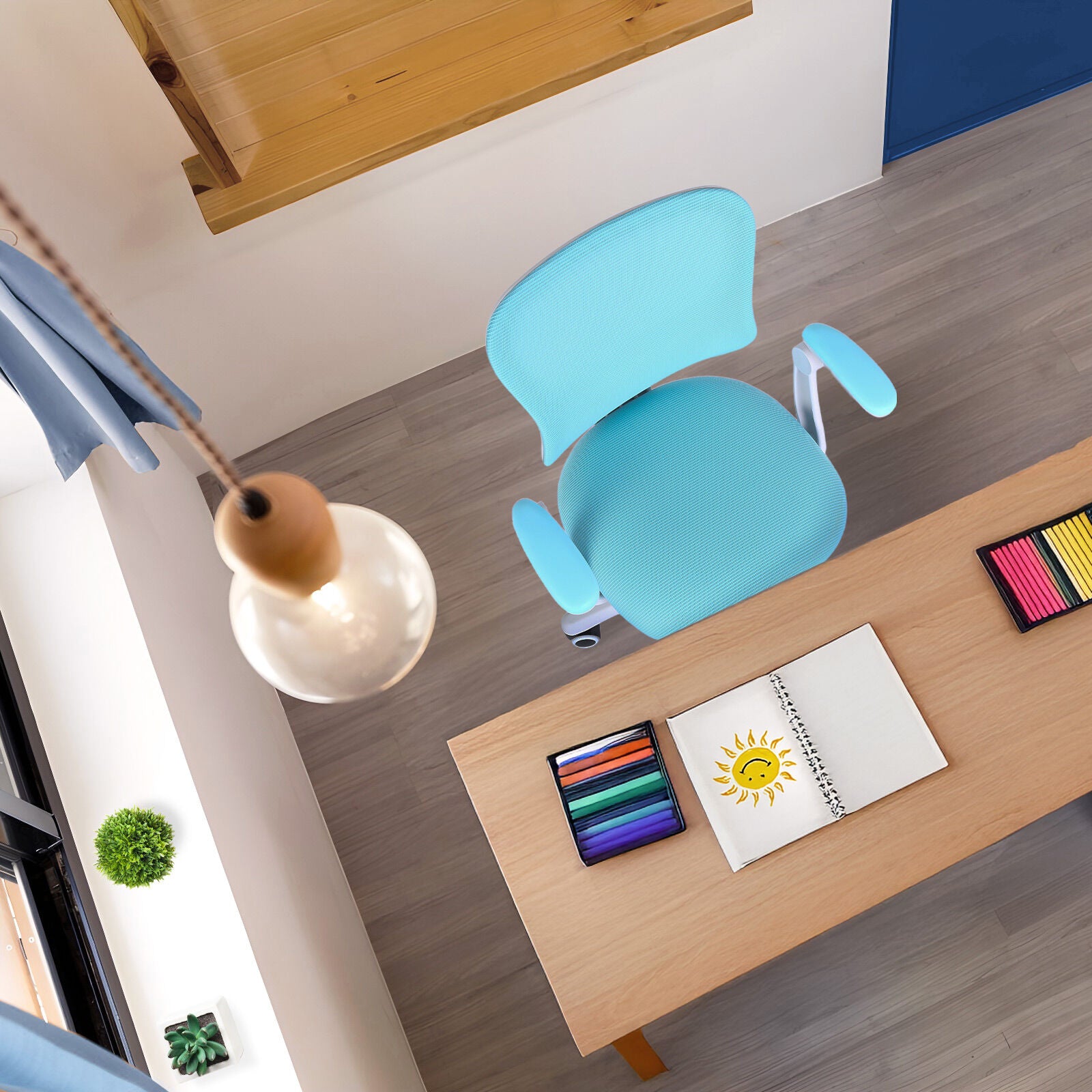 Kids Desk Chair - Children Office Study Seat with Footrest CILO - Blue - Image 6