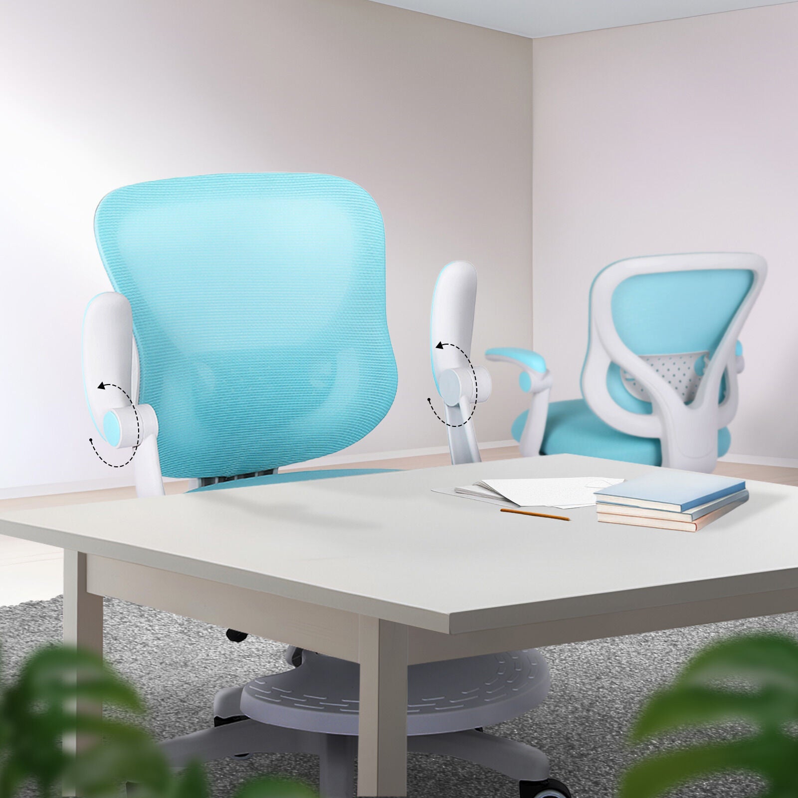Kids Desk Chair - Children Office Study Seat with Footrest CILO - Blue - Image 7