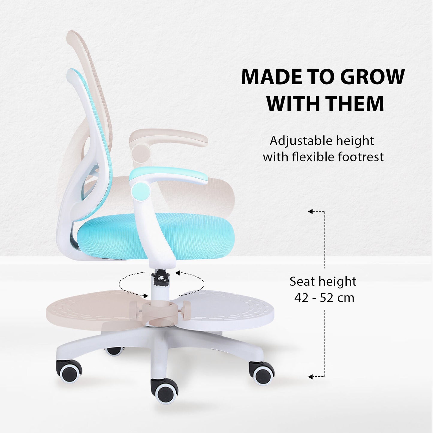 Kids Desk Chair - Children Office Study Seat with Footrest CILO - Blue - Image 9