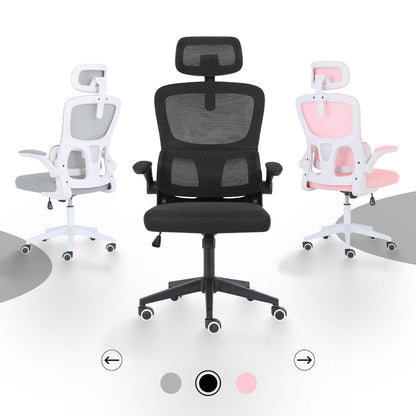 Work Office Chair - Lumber Support, Flip-up Armrest, Adjustable Headrest SITIO - Black - Image 3