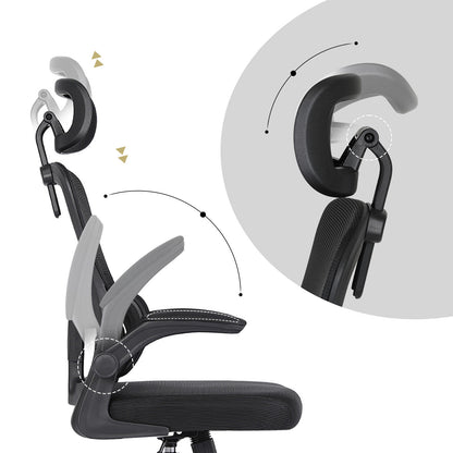 Work Office Chair - Lumber Support, Flip-up Armrest, Adjustable Headrest SITIO - Black - Image 6