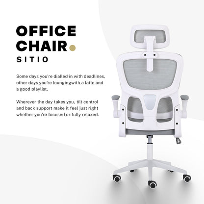 Work Office Chair - Lumber Support, Flip-up Armrest, Adjustable Headrest SITIO - GREY - Image 4