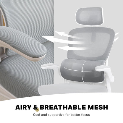 Work Office Chair - Lumber Support, Flip-up Armrest, Adjustable Headrest SITIO - GREY - Image 7