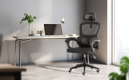Ergonomic Reclining Office Chair - Lumbar Support, Adjustable Headrest VELTRA - BLACK - Image 2