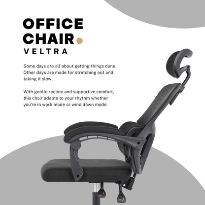 Ergonomic Reclining Office Chair - Lumbar Support, Adjustable Headrest VELTRA - BLACK - Image 3