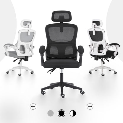 Ergonomic Reclining Office Chair - Lumbar Support, Adjustable Headrest VELTRA - BLACK - Image 4