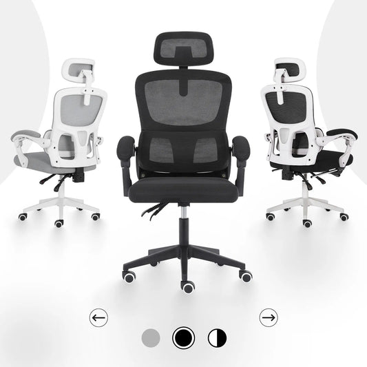 Ergonomic Reclining Office Chair - Lumbar Support, Adjustable Headrest VELTRA - BLACK - Image 4