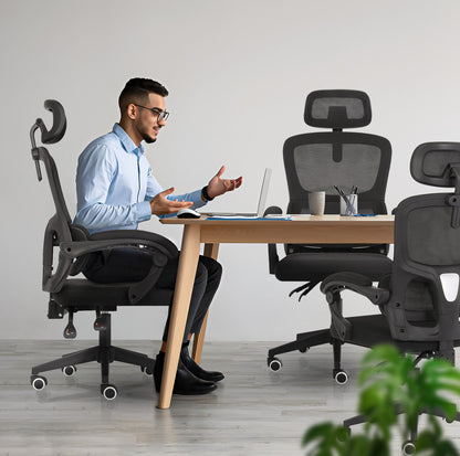 Ergonomic Reclining Office Chair - Lumbar Support, Adjustable Headrest VELTRA - BLACK - Image 6