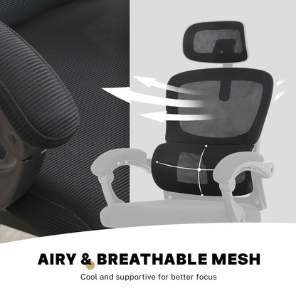 Ergonomic Reclining Office Chair - Lumbar Support, Adjustable Headrest VELTRA - BLACK - Image 7