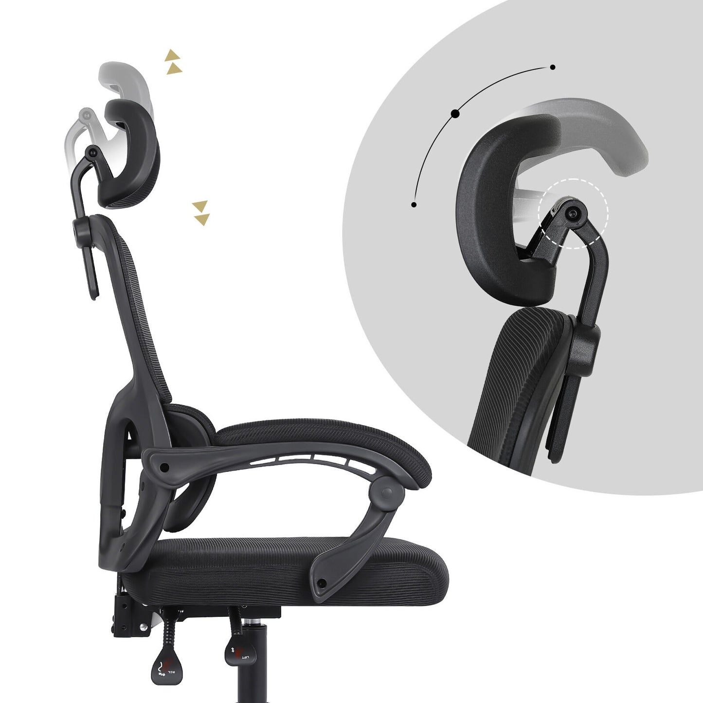 Ergonomic Reclining Office Chair - Lumbar Support, Adjustable Headrest VELTRA - BLACK - Image 8