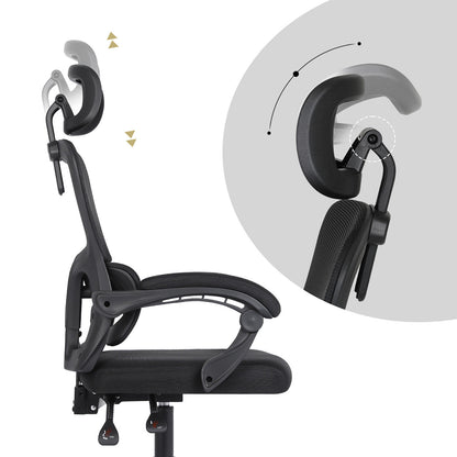 Ergonomic Reclining Office Chair - Lumbar Support, Adjustable Headrest VELTRA - BLACK - Image 8