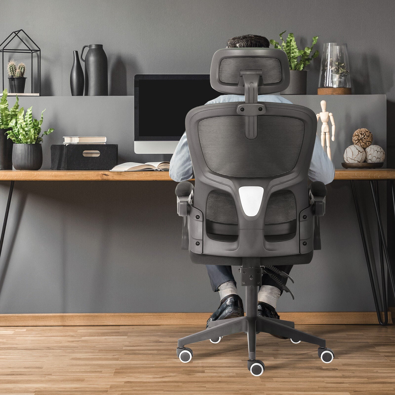 Ergonomic Reclining Office Chair - Lumbar Support, Adjustable Headrest VELTRA - BLACK - Image 9