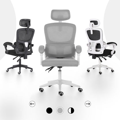 Ergonomic Reclining Office Chair - Lumbar Support, Adjustable Headrest VELTRA - GREY - Image 4