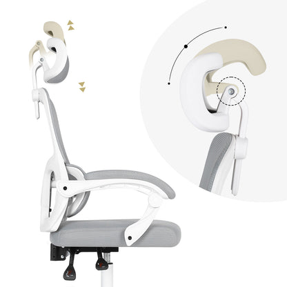 Ergonomic Reclining Office Chair - Lumbar Support, Adjustable Headrest VELTRA - GREY - Image 8