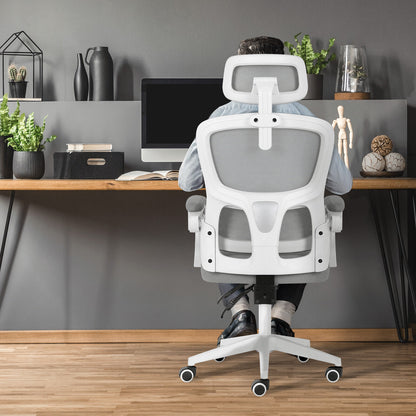 Ergonomic Reclining Office Chair - Lumbar Support, Adjustable Headrest VELTRA - GREY - Image 9