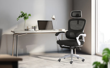 Ergonomic Reclining Office Chair - Footrest, Lumbar Support, Adjustable Headrest VELTRA - BLACK - Image 2