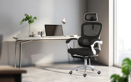 Ergonomic Reclining Office Chair - Footrest, Lumbar Support, Adjustable Headrest VELTRA - BLACK - Image 2