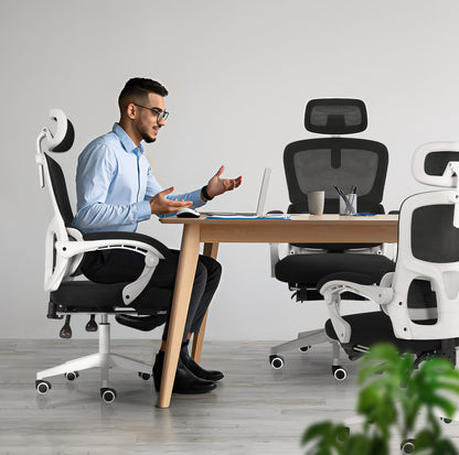 Ergonomic Reclining Office Chair - Footrest, Lumbar Support, Adjustable Headrest VELTRA - BLACK - Image 5