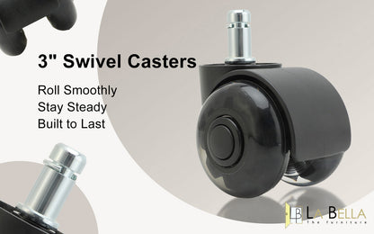 5X 2'' Twin Wheel Office Chair Casters - Slient Smooth, 11x22mm Stem - Image 2