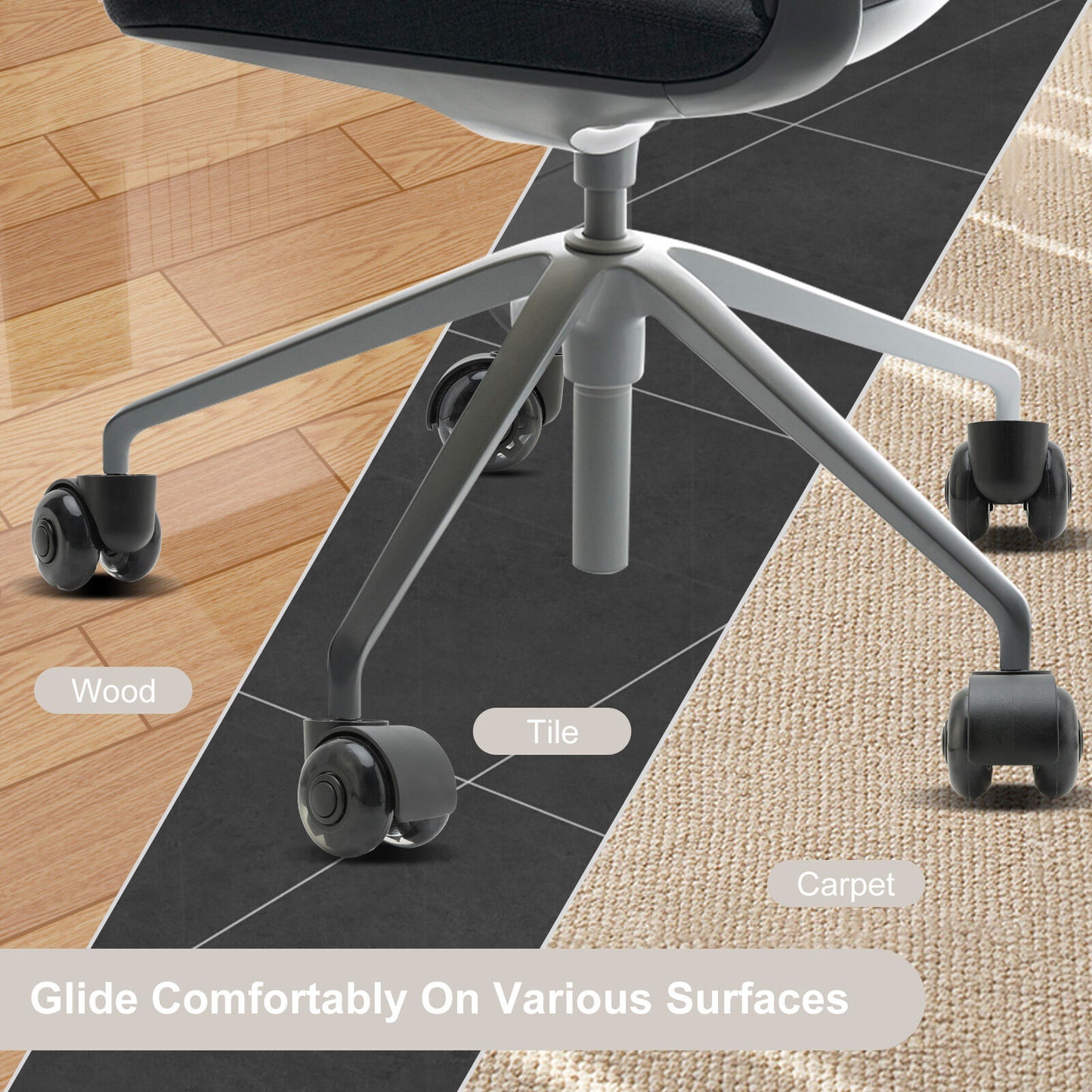 5X 2'' Twin Wheel Office Chair Casters - Slient Smooth, 11x22mm Stem - Image 5