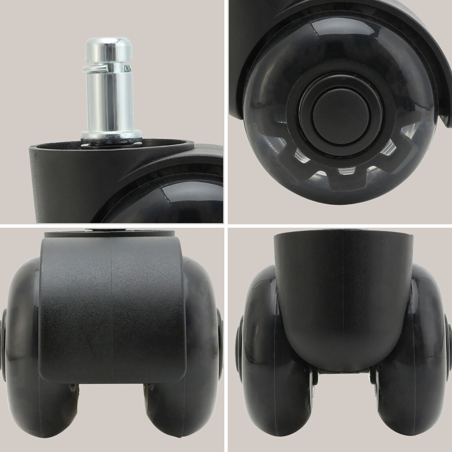 5X 2'' Twin Wheel Office Chair Casters - Slient Smooth, 11x22mm Stem - Image 7