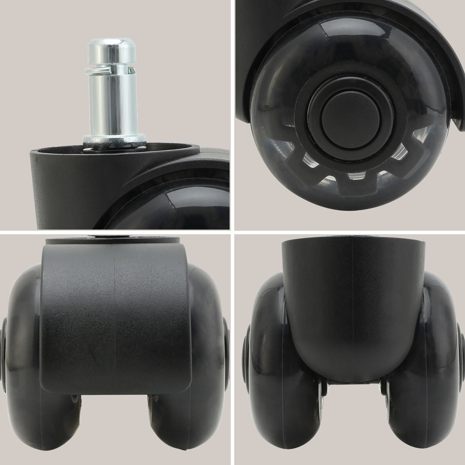 5X 2'' Twin Wheel Office Chair Casters - Slient Smooth, 11x22mm Stem - Image 7
