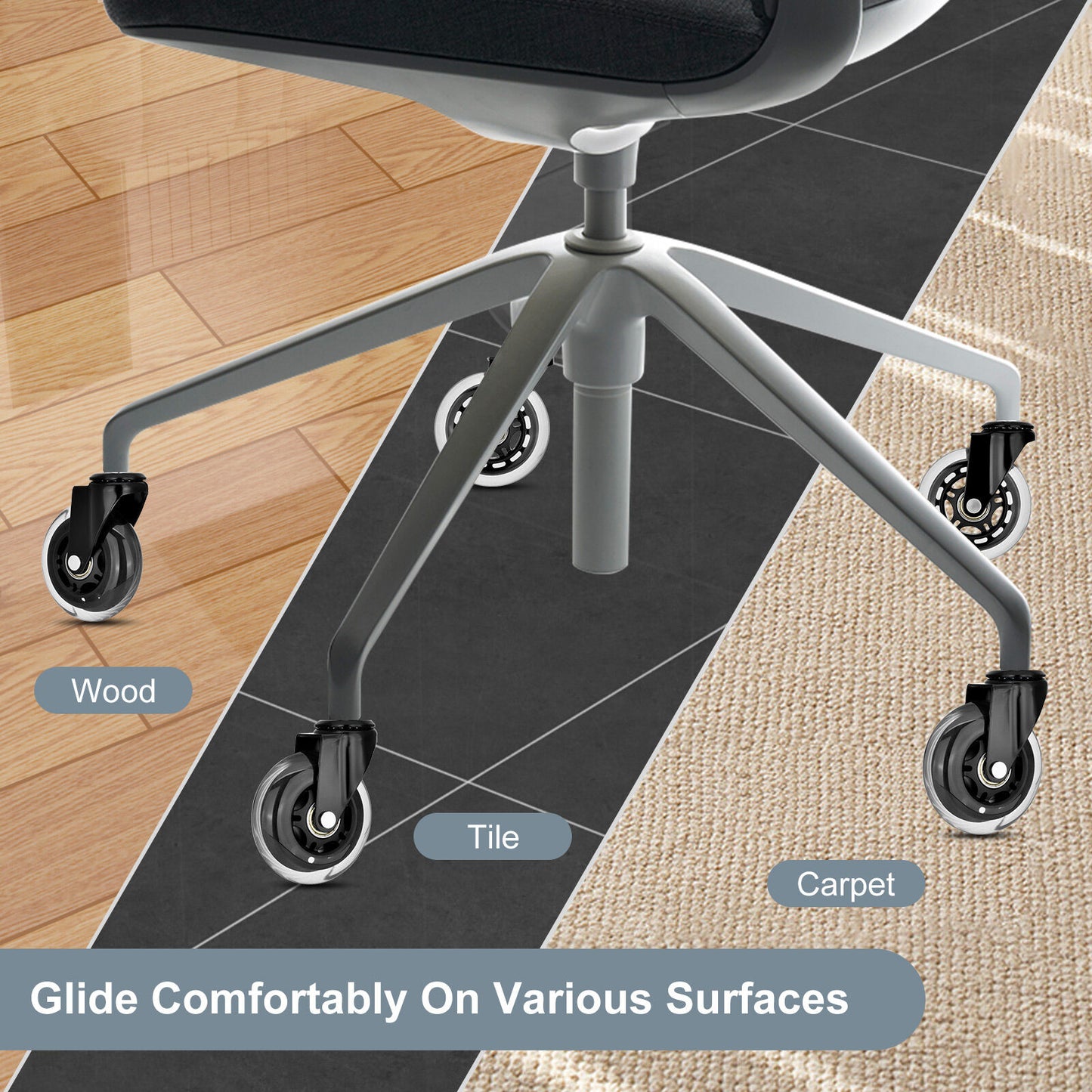 5X 3'' Rollerblade Style Wheels Office Chair Casters - Slient Smooth, 11x22mm Stem - Image 5