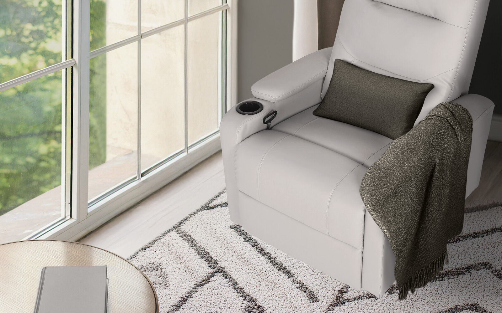 Home Recliner Chair - PU Leather Sofa Lounge Armchair DAKOTA GREY - Image 2