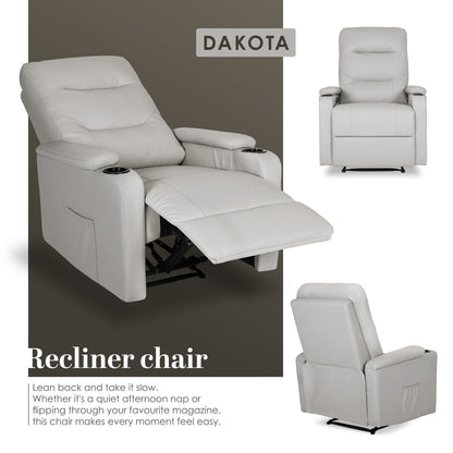 Home Recliner Chair - PU Leather Sofa Lounge Armchair DAKOTA GREY - Image 3