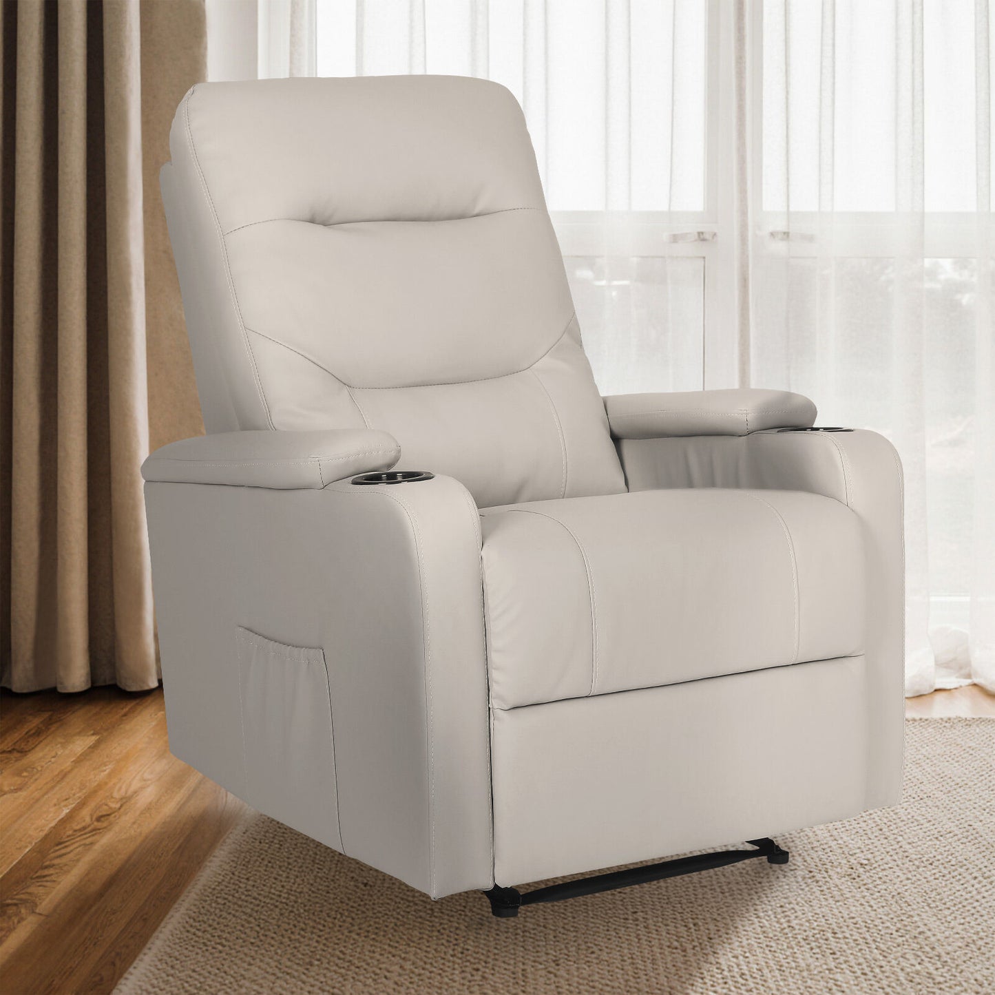 Home Recliner Chair - PU Leather Sofa Lounge Armchair DAKOTA GREY - Image 4