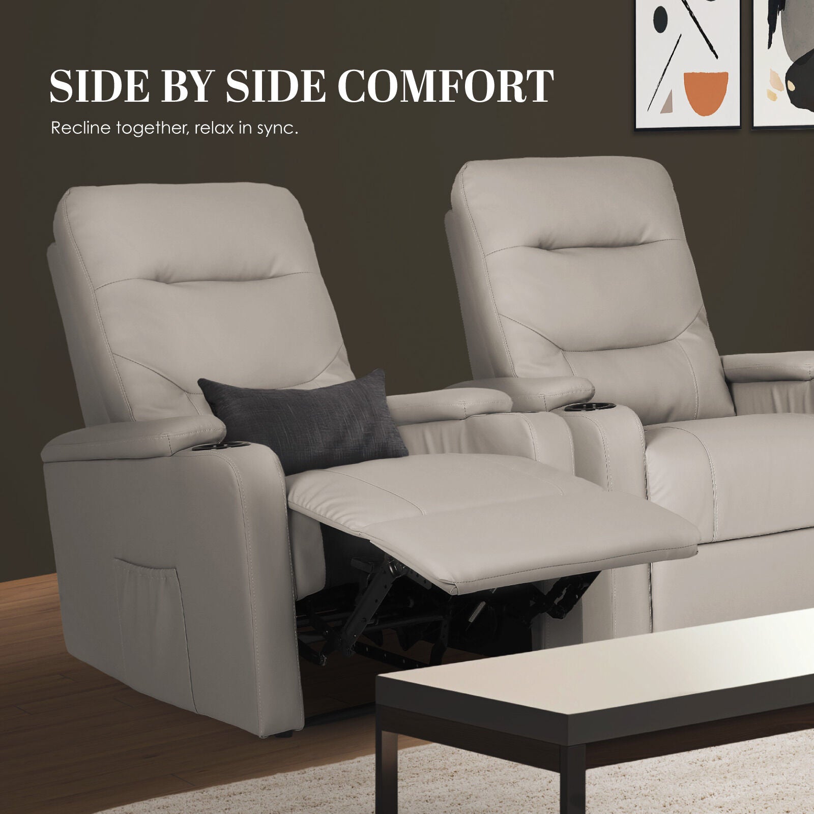 Home Recliner Chair - PU Leather Sofa Lounge Armchair DAKOTA GREY - Image 5