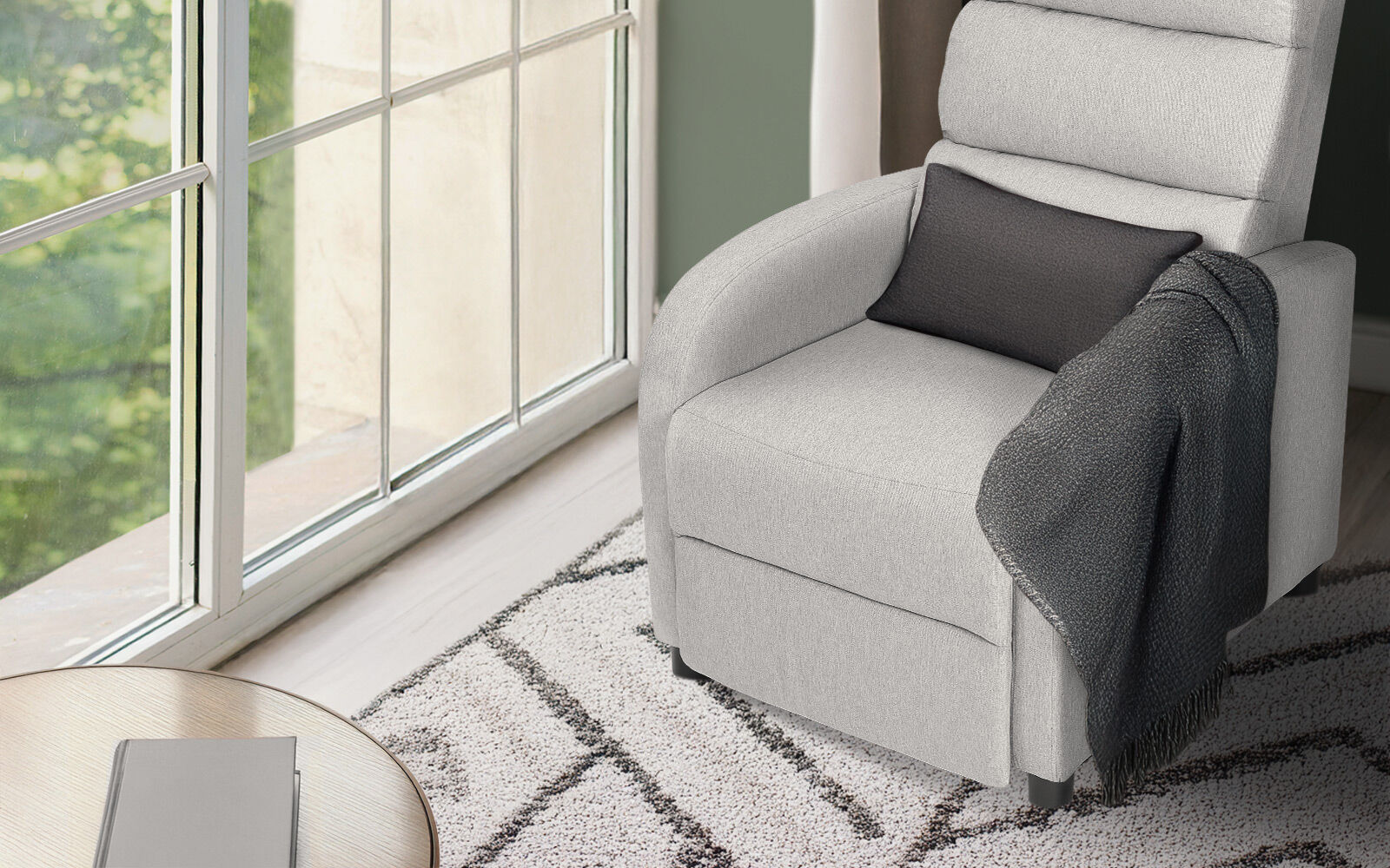 Home Recliner Chair - Linen Fabric Sofa Lounge Armchair SHILOH GREY - Image 2