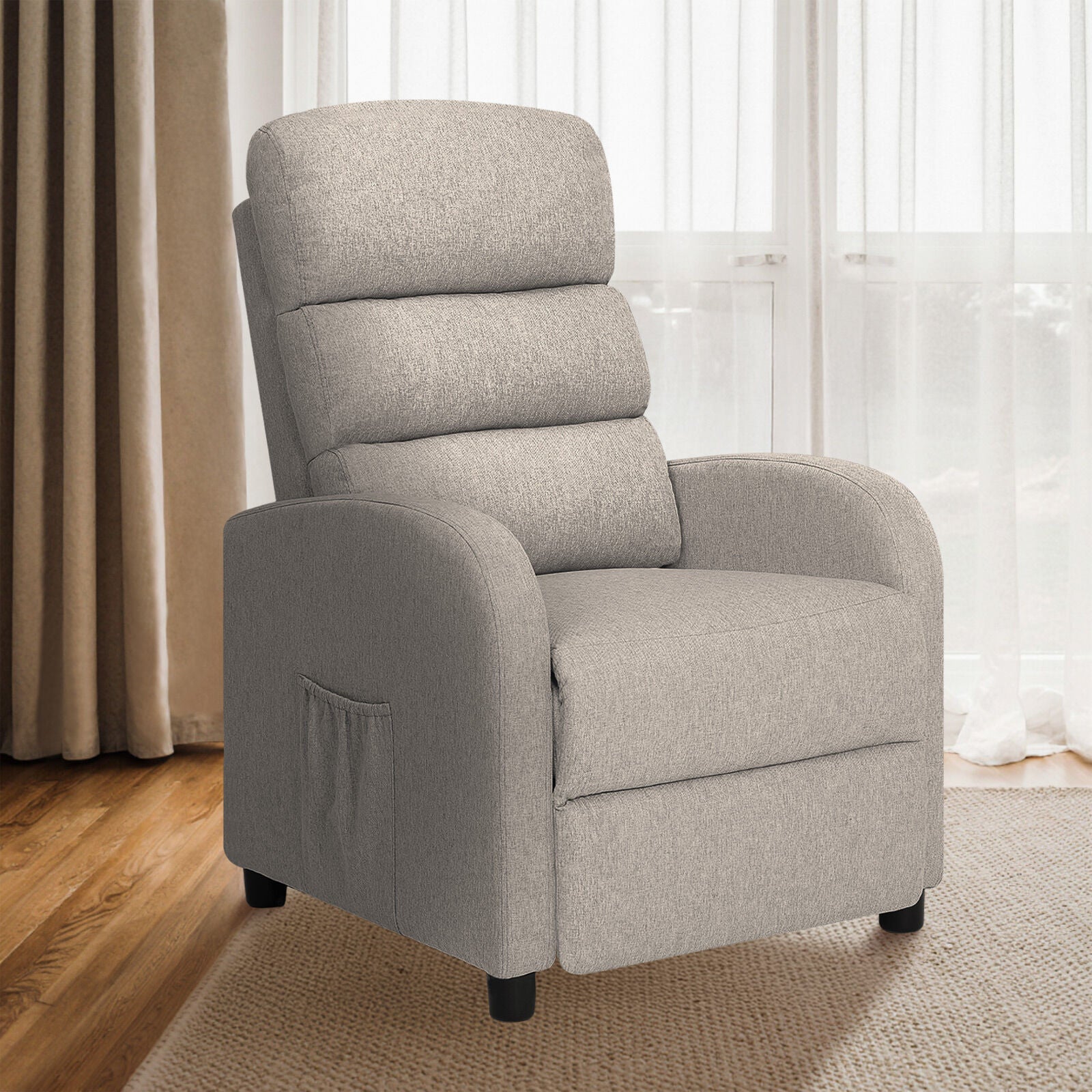 Home Recliner Chair - Linen Fabric Sofa Lounge Armchair SHILOH GREY - Image 4