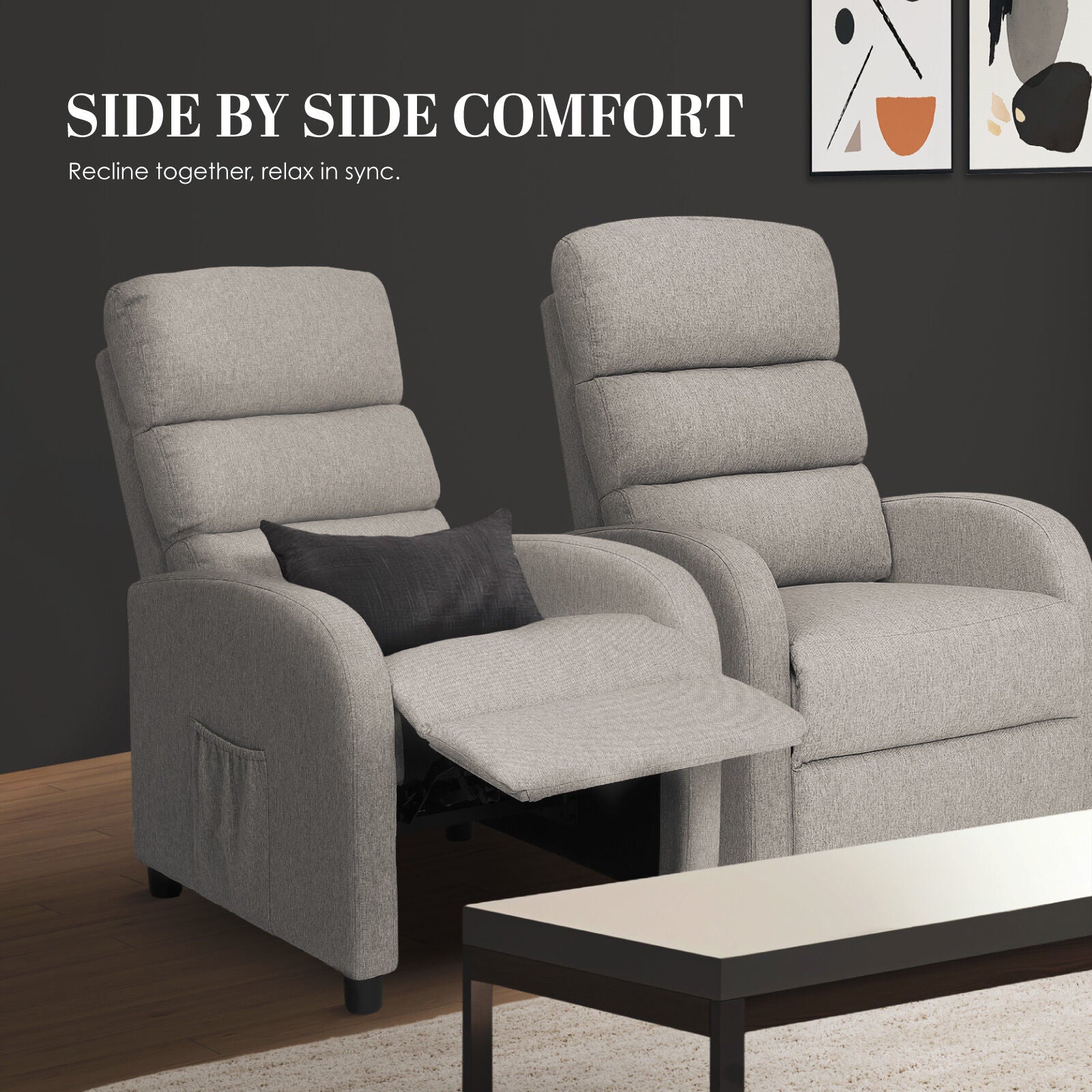 Home Recliner Chair - Linen Fabric Sofa Lounge Armchair SHILOH GREY - Image 5