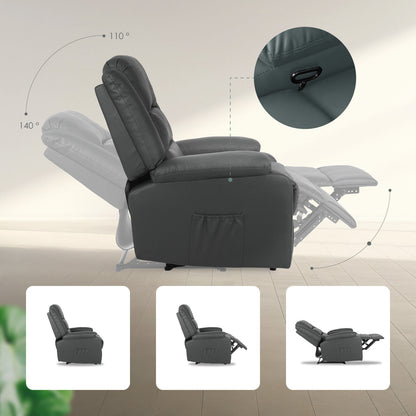 Home Recliner Chair - PU Leather Sofa Lounge Armchair MARLO GREY - Image 6